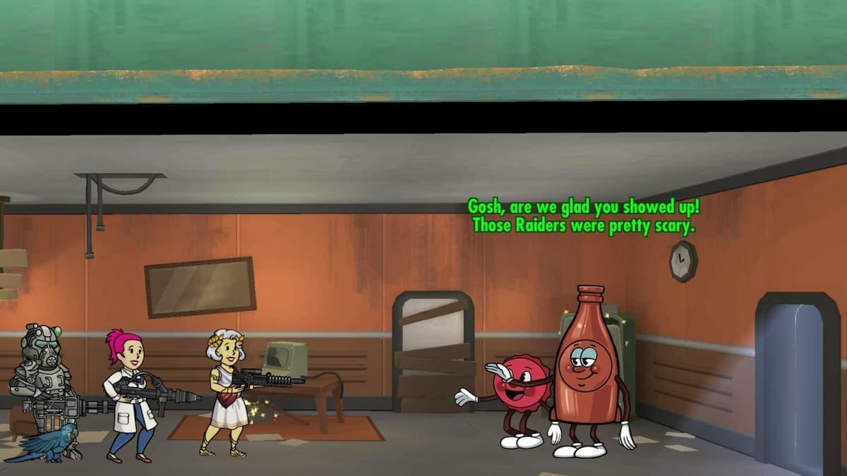 Bottle and Cappy in Fallout Shelter