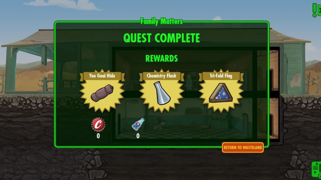 A quest completed in Fallout Shelter
