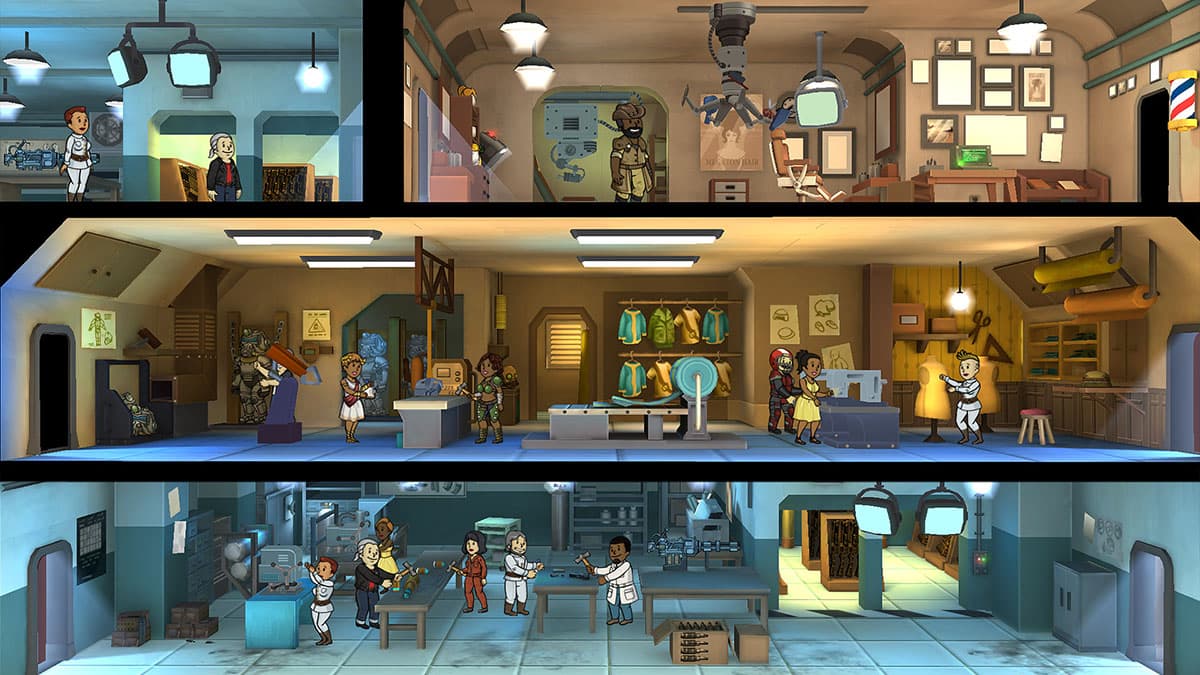 Dwellers in Fallout Shelter crafting