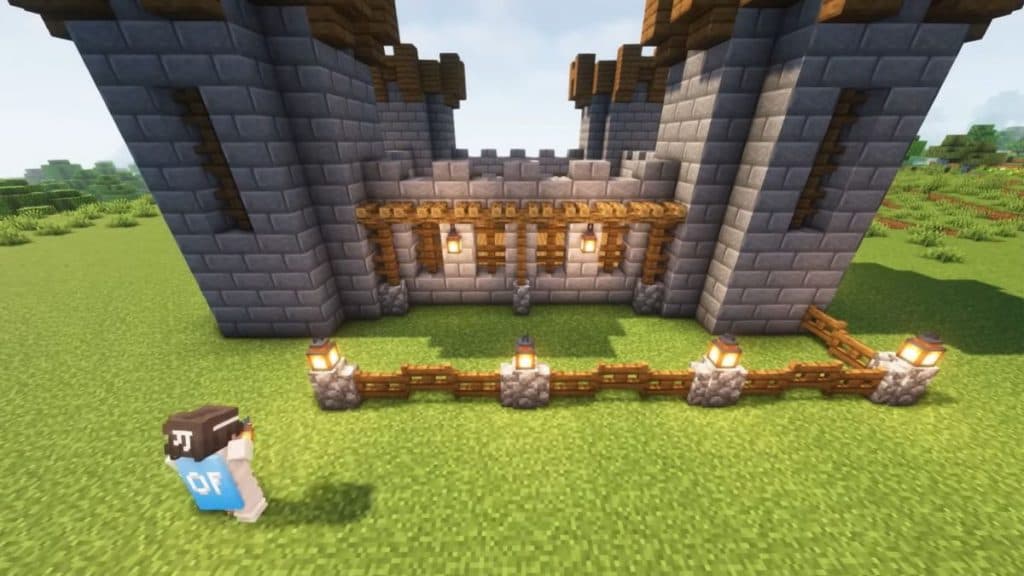 Basic survival castle in Minecraft