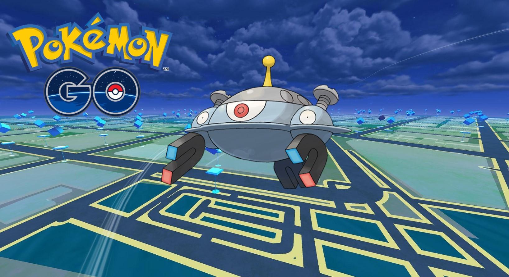 pokemon go electric/steel-type magnezone with game background