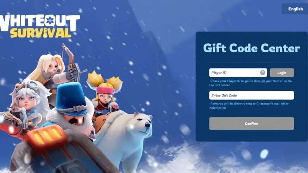 Whiteout Survival redeem code page.