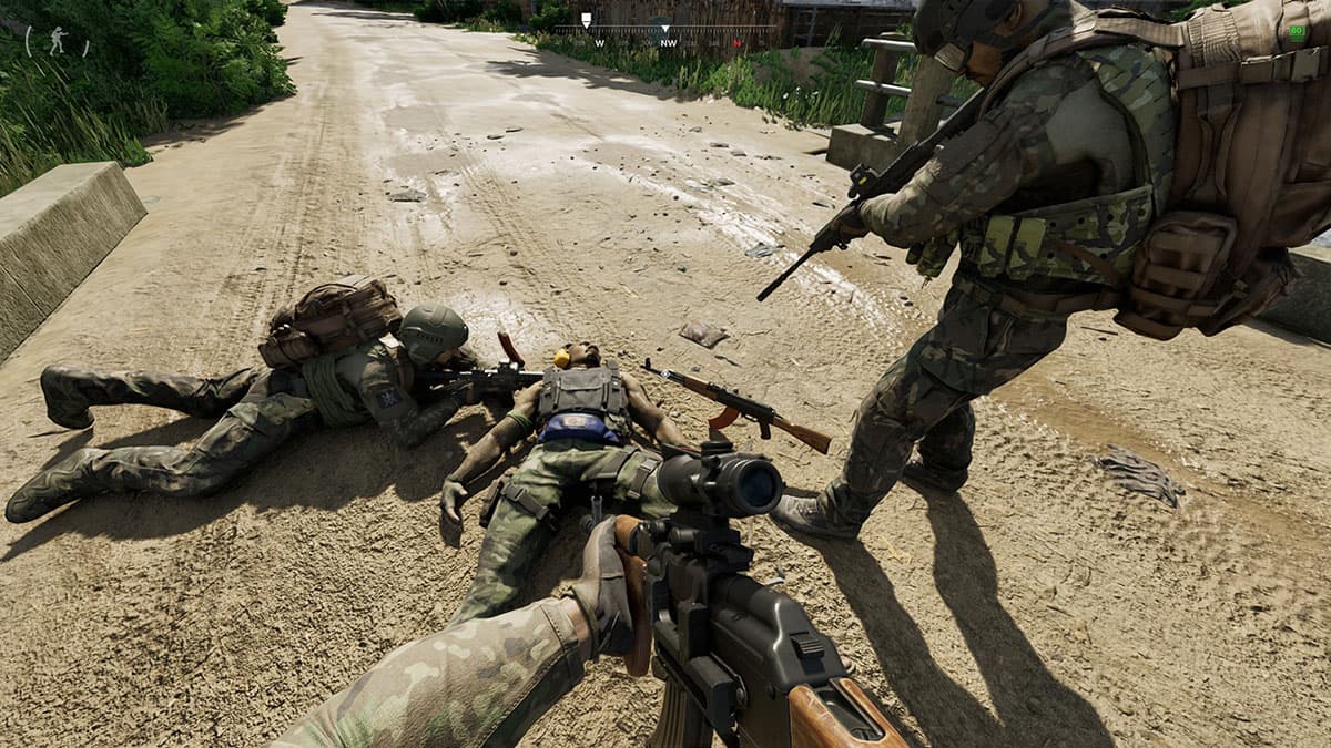 Gray Zone Warfare squad looting a corpse