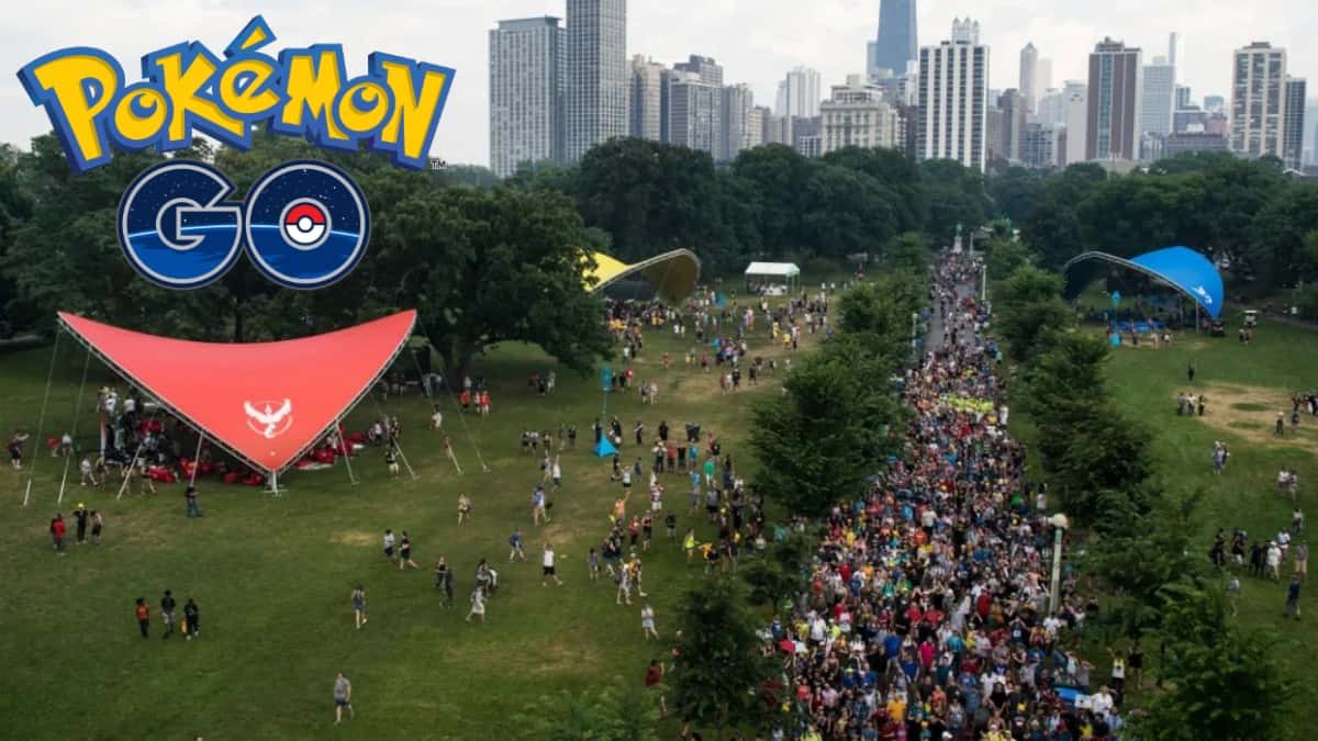 huge crowd gathered for a pokemon go event