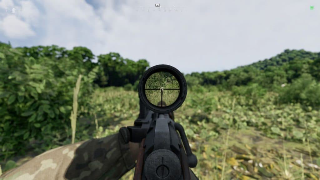 grazy zone warfare player aiming down scope with sniper rifle