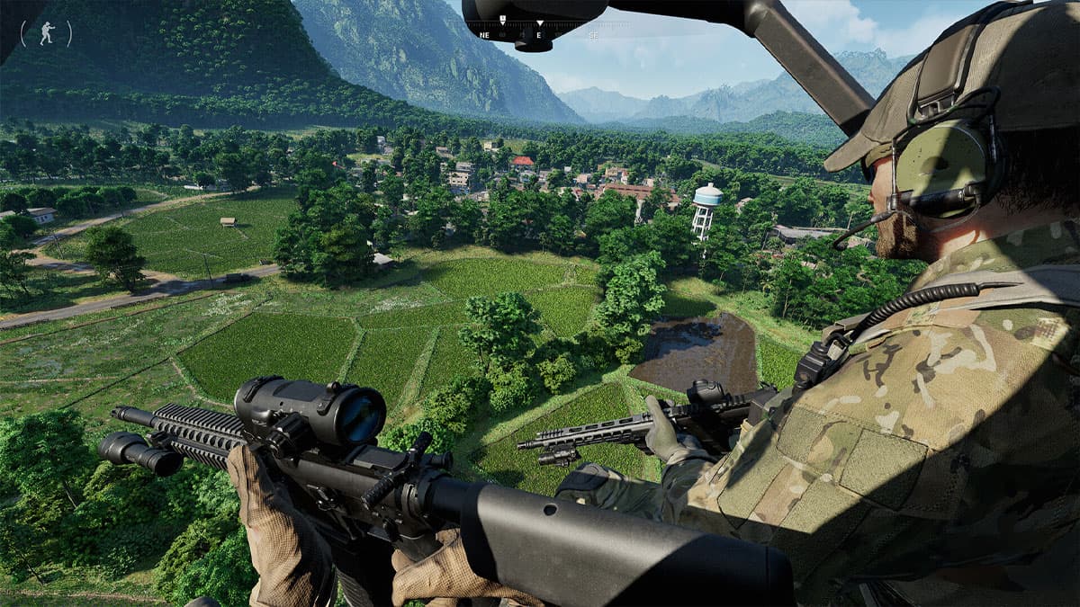 Gray Zone Warfare players flying in helicopter